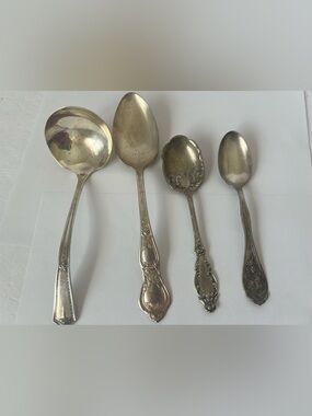 Lot of 4 Vintage Silverplate Serving Pieces Benedict Wm Rogers ROCO Ladle Spoon